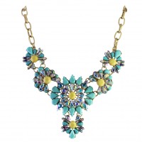 Aqua Marine Flower Borealis Bib Necklace